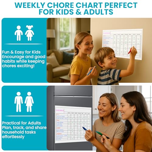 Iconikal 2-Pack Magnetic Dry Erase Chore Meal Chart 14x11-Inch Planner Schedule WOD Goal Tracker Grid Refrigerator Whiteboard Home Office - style: (Workout of the Day) WOD Planner