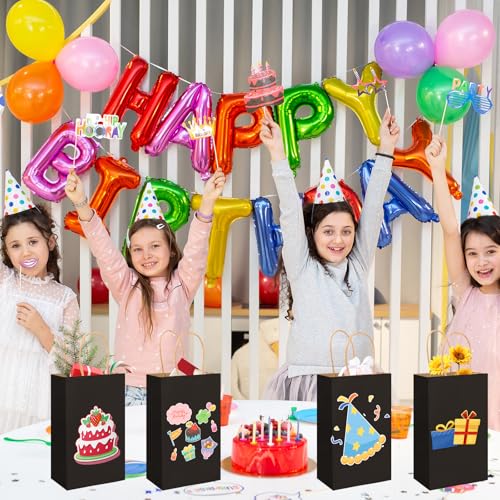 BURVAGY 200P Black Small Paper Gift Bags with Handles Bulk Kraft Paper Bags - color: C-Black-200P
