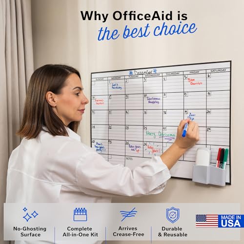 Small Dry Erase Calendar for Wall 17x26, Month Blank Kids Family Reusable Office, Classroom Schedule Monthly Planner Erasable Write, Rolled Whiteboard White Board, Calendar Dry Undated Erase for Wall - size: 26"W x 17"H