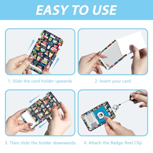 Gctriki Teacher Lanyards for Id Badges, Badge Holder Retractable Clip, Book - color: Colorful Mug Book