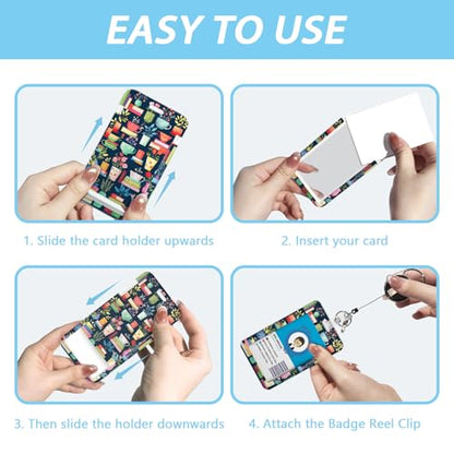 Gctriki Teacher Lanyards for Id Badges, Badge Holder Retractable Clip, Book - color: Colorful Mug Book