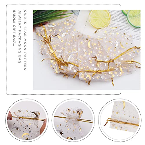 SUMAJU 100 Pieces Moon Star Organza Jewelry Candy Bags 2.7x3.5 Inch - color: Multi 2.7x3.5 Inch