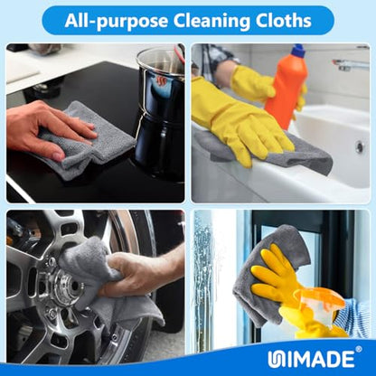 UNIMADE Microfiber Cleaning Cloth, 50 Pack Microfiber Towels - color: Grey, size: 50 Pack