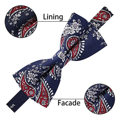 AUSKY 8 PACKS Elegant Adjustable Pre-tied Bow Ties for Men Boys (1&4&5&6&8 Pack for option) - color: Floral F