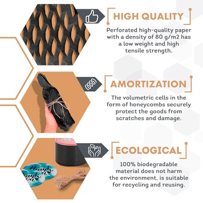 APQ Supply Honeycomb Packing Paper Black, 15 Inch x 100 Feet, Premium Packaging for E-Commerce Fulfillment, Small Business Shipping, Warehouses, and Boutiques - style: Black / Pack of 1