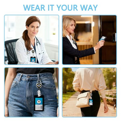 Gctriki Evil Eye Lanyards for ID Badges, Badge Holder Retractable Clip - color: Evil Eye