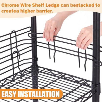 MorningRo 4 Pcs Black Chrome Wire Shelf Ledge, 48" L x 4" H - color: Black, size: 48" L X 4" H