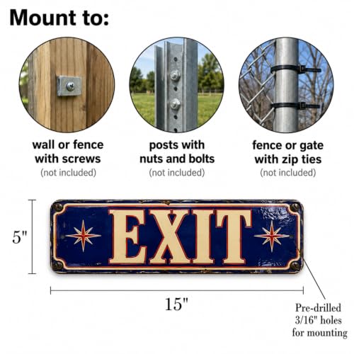 Exit Vintage Enamel Business Sign - style: EXIT
