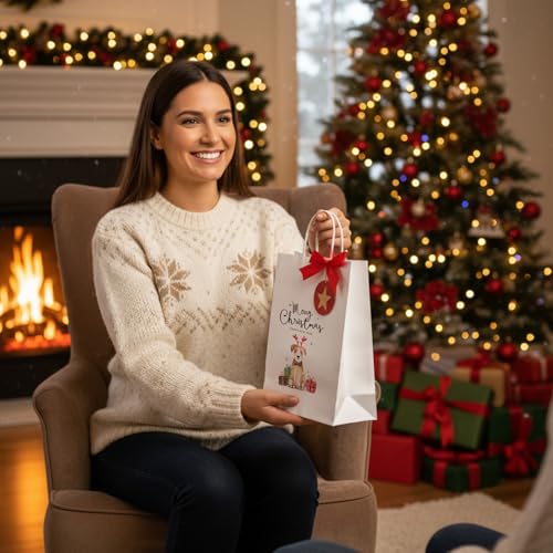 60pcs White Paper Gift Bags with Handles Bulk, Medium Size, 8x4x10in - color: White 8x4x10in, size: 1 Count (Pack of 60)