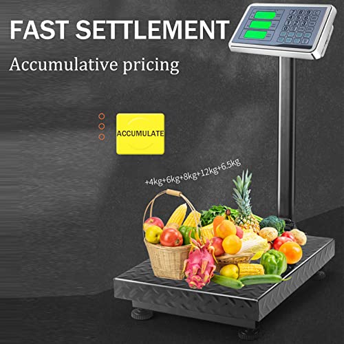 660lb Commercial Platform Scale Stainless Steel LCD Display - color: Black-B