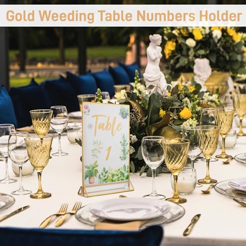 4x6 Acrylic Sign Holders, 6 Pack Gold Picture Frames for Table Number Signs - color: Gold, size: 6 PACK 4 x 6 Inch