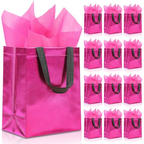 KeerxunBag Magenta Gift Bags - 12pk - Reusable - With Inner Liner Paper - color: Magenta