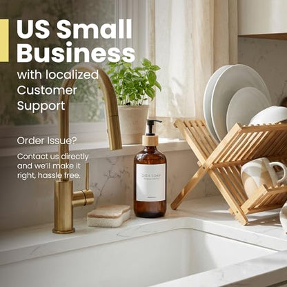 Maisonovo Dish Soap Dispenser - Amber Soap Dispenser Black Bamboo Pumps - color: Amber Black
