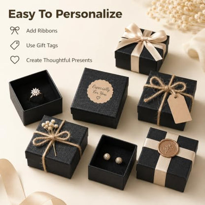 200 Pcs Cardboard Jewelry Gift Boxes Bulk, 2 x 2 in Black Boxes