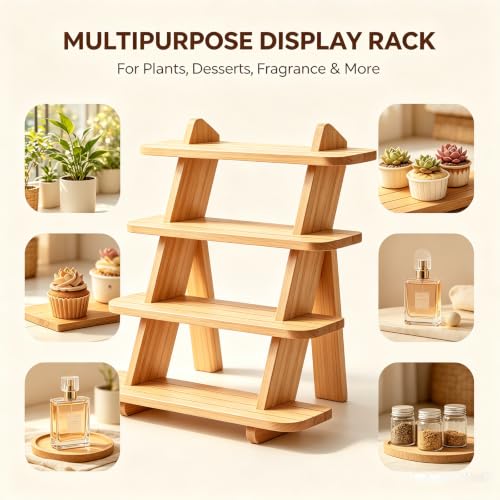 Wooden Display Stand, Tiered Cupcake Stand, 4 Tier Display Stand Riser - color: K-Natural-2Pcs
