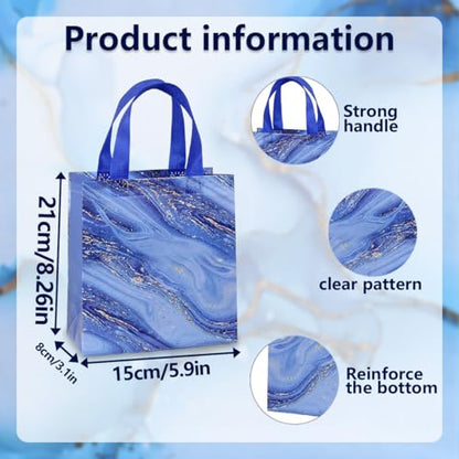Piqiya 12pcs Marble Non-woven Gift Bags with Handle - Medium Reusable Tote Bags, Suitable for Kids & Adults - Birthday, Mothers Day, Fathers Day & Baby Shower - color: Marble, size: 1Count（Pack of 12）