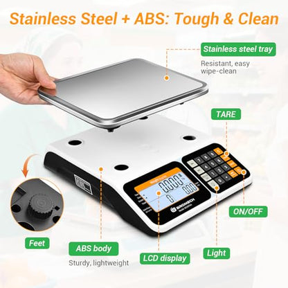 Commercial Scale 66lb/30kg Price Computing Scale for Farmers Market - color: Stainless Steel Scale Pan-Upgrade LCD