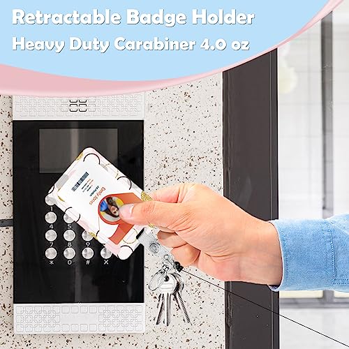 ID Badge Holder with Lanyard,Retractable ID Badge Card Holders Detachable Neck Lanyard Strap with Badge Reel and Vertical ID Holder for Nurse Students Teachers Office Staff(Golden Pink Dot) - color: Golden Pink Dot