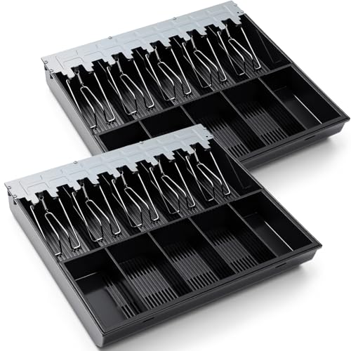 Geelin 2 Pcs 16 Inch Cash Drawer Tray for Small Business, 5 Bills 5 Coins
