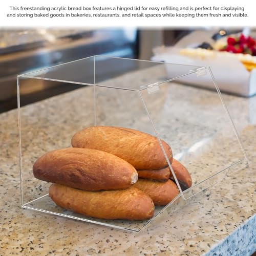 Marketing Holders Large Bread Box Pastry Bin Dry Food Baked Goods 12.25” High Top Opening Display with Hinged Lid for Easy Access Homemade Bread Cookies Bagels and Muffins Storage - size: 12" x 12.25" Bread Bin