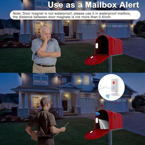 GreenCycle Door Sensor Chime When Door Opens, Entry Alert Chime - color: 3 receivers + 2 chimes