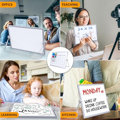 Dry Erase White Board,16X12IN Magnetic Desktop Whiteboard Calendar - size: 12"W x 16"H
