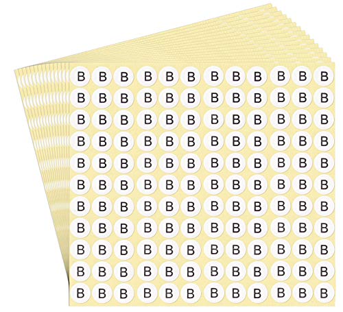 dealzEpic - Alphabet Stickers of The Letter B - Small Round Paper Self-Adhesive Peel and Stick Letter Labels - Set of 15 Sheets - color: Letter B