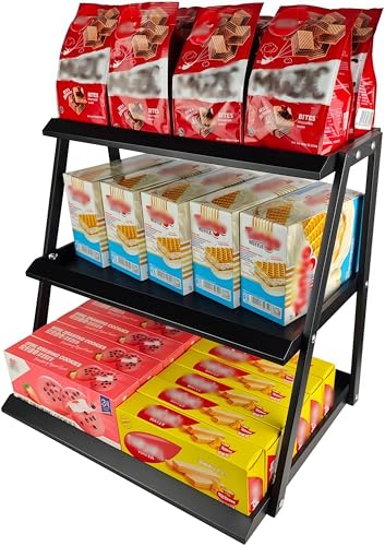 CozyNova 3 tier candy display - Snack holder with snack holder - Multi-functional counter snack and chip holder for stores - Cupcake display stand（Black）