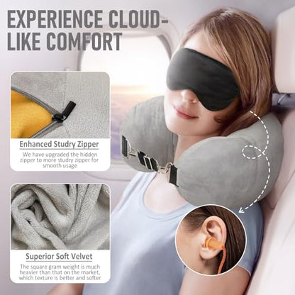 Travel Neck Pillow Stuffable with Clothes, Stuffable Travel Pillow - color: Light Grey