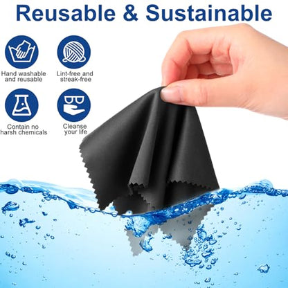 Frienda 12 Pack Large Glass Cleaning Cloth, Black,Light Gray - color: Black,light Gray