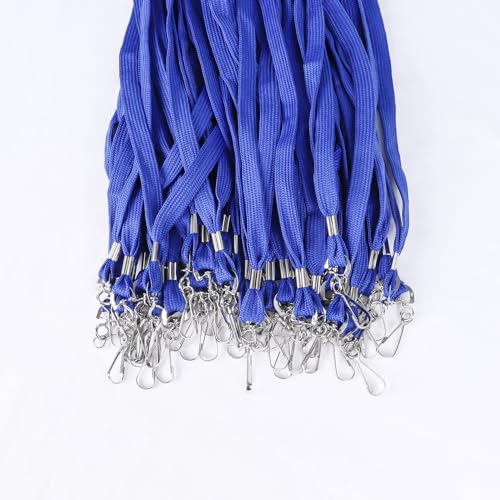 HOSL 100 Pack Economy Badge Lanyards Business Card Lanyards ID Card Lanyards Employee Lanyards Students Lanyards Round 36 with Swivel Hook - color: Wide Blue