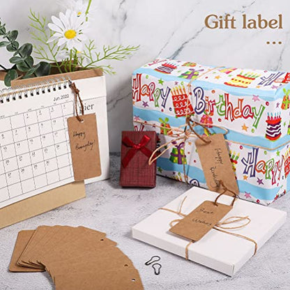 100 pcs Gift Tags with String Blank Tags with Safety Pins