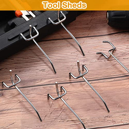Funrous 100 Pack 2 Inch Stainless Steel Hooks for Pegboard, Silver - size: 2 Inch