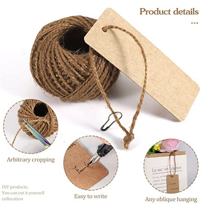 100 pcs Gift Tags with String Blank Tags with Safety Pins