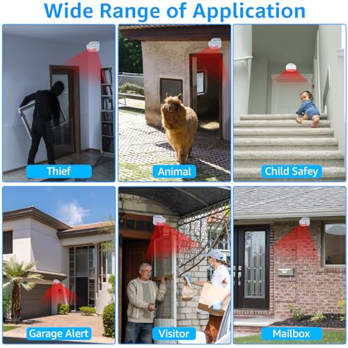 Nineleaf Motion Detector,Store Door Alarm, Commercial Door Alarm, 17 Tones, 5 Volume Levels, Vibration Function, 918ft Range, 4 LED Indicators,3Sensors 1Receiver