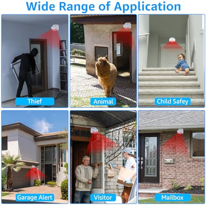Nineleaf Entrance Alarm Chime for Business, Door Chime with Motion Detector, Store Door Alarm for Inside Homes, Businesses, Stores,1 Receiver,2 Sensors