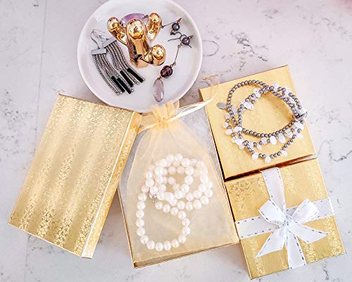 TheDisplayGuys 25 Cardboard Jewelry Gift Boxes with Inserts - Gold Foil - size: 25 Pack