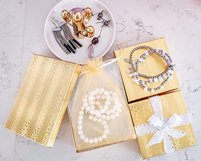 TheDisplayGuys 25 Cardboard Jewelry Gift Boxes with Inserts - Gold Foil - size: 25 Pack