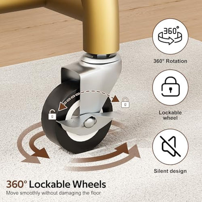MISSLO Heavy Duty Clothing Rack with Wheels Rolling Clothes Racks for Hanging Clothes, Coats, Garment, Dress, Gold, 28" W - color: Gold, size: 28"W x 14.8"D x 66"H (Small)