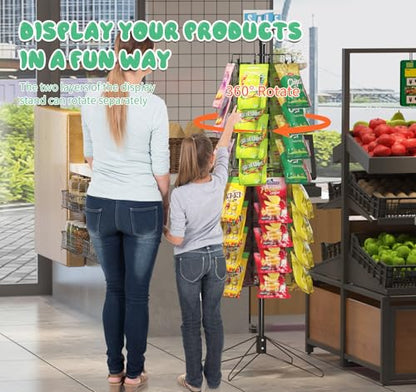 tonchean Rotating Retail Display Racks 108 Clips Spinning Chip Snack Stand