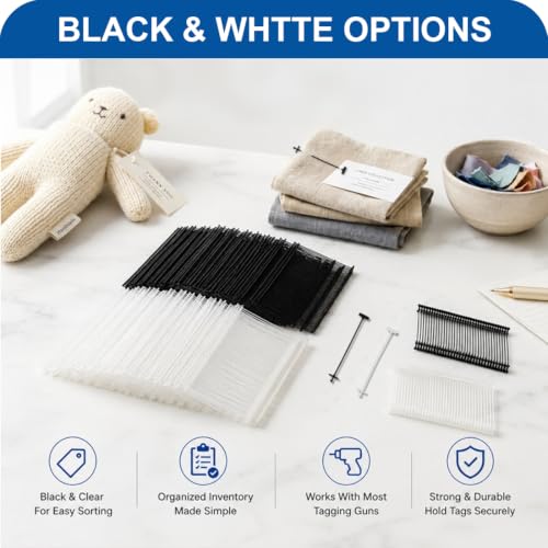 2000pcs 2" Tagging Gun Fasteners, 1000 Black & 1000 White Refill Pins