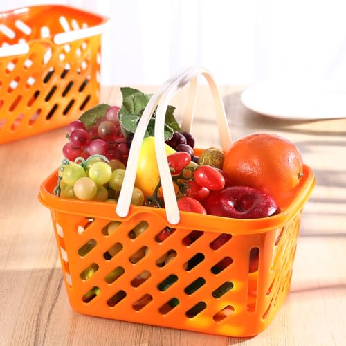 TOYANDONA 2pcs Shopping Basket Toys, Kids Grocery Basket with Handle for Kids Pretend Play Grocery Basket Toys