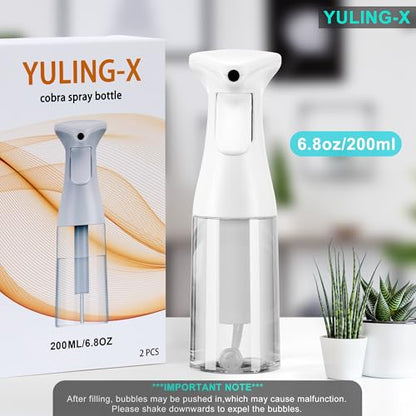 Spray Bottle for Hair – 2 Pack 200ml/6.8oz Fine Mist Water Spritzer, Refillable Empty Plastic Bottles for Hairstyling, Plants, Cleaning, Skin Care & Multi-Purpose Use