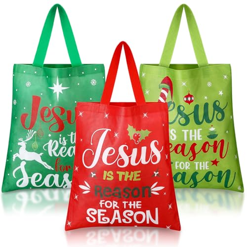 Hosuly 15 Pcs Extra Large Christmas Gift Bag 15 x 17 in Non Woven Xmas Tote - style: Jesus is the Reason