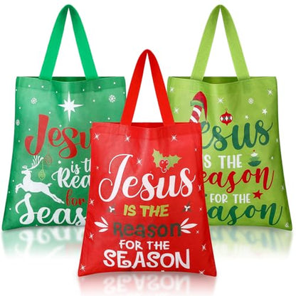Hosuly 15 Pcs Extra Large Christmas Gift Bag 15 x 17 in Non Woven Xmas Tote - style: Jesus is the Reason