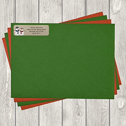 Kraft Snowmen Rolled Address Label/Roll of 250 Rustic Holiday Personalized Address Labels/Designer Return Address Stickers in Elegant Plastic Dispenser - size: 250 Labels, style: Kraft Snowmen