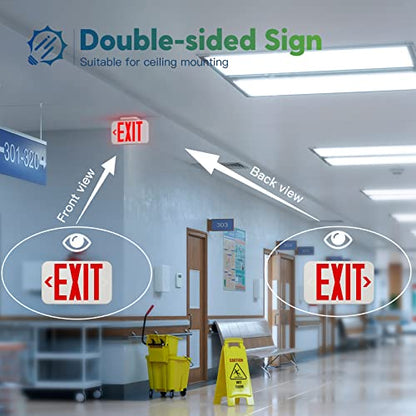 Freelicht 4 Pack Commercial Red Double-Sided LED Exit Sign 90 Min Backup - color: red, size: 4 Pack