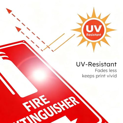 Fire Extinguisher Sign with Down Arrow, Two-Sided Metal Wall Mount, White on Red (4-Pack), 8x12 Inch - color: 4PK-Fire Extinguisher, size: 8"L x 12"W