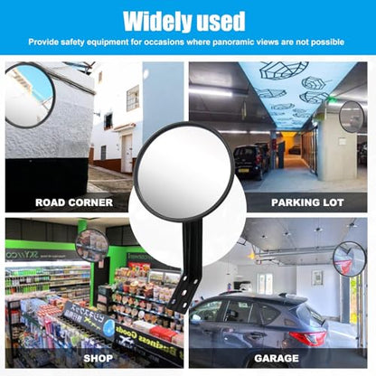 8" Convex Traffic Mirror, Adjustable Wall Mount for Driveway