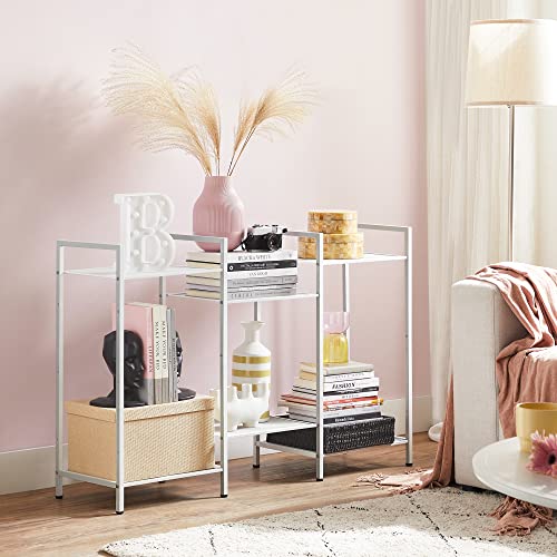 SONGMICS 3-Tier Storage Rack, Bathroom Shelf, Extendable Plant Stand - color: White, size: 3 Tiers